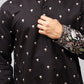 Bluesaanchi Phulkari Floral and Sequins Embroidered Kurta Set for Men Black Color | Swadesiicart