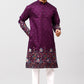 Bluesaanchi Phulkari Floral and Sequins Embroidered Kurta Set for Men Purple Color | Swadesiicart
