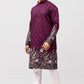 Bluesaanchi Phulkari Floral and Sequins Embroidered Kurta Set for Men Purple Color | Swadesiicart