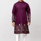 Bluesaanchi Phulkari Floral and Sequins Embroidered Kurta Set for Men Purple Color | Swadesiicart