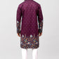 Bluesaanchi Phulkari Floral and Sequins Embroidered Kurta Set for Men Purple Color | Swadesiicart