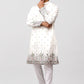 Bluesaanchi Phulkari Floral and Sequins Embroidered Kurta Set for Men White | Swadesiicart