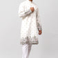 Bluesaanchi Phulkari Floral and Sequins Embroidered Kurta Set for Men White | Swadesiicart
