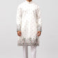 Bluesaanchi Phulkari Floral and Sequins Embroidered Kurta Set for Men White | Swadesiicart