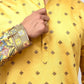 Bluesaanchi Phulkari Floral and Sequins Embroidered Kurta Set for Men Yellow | Swadesiicart