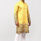 Bluesaanchi Phulkari Floral and Sequins Embroidered Kurta Set for Men Yellow | Swadesiicart