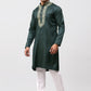 Bluesaanchi Zari Embroidered Kurta Set for Men Green Color | Swadesiicart