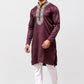 Bluesaanchi Zari Embroidered Kurta Set for Men Maroon Color | Swadesiicart