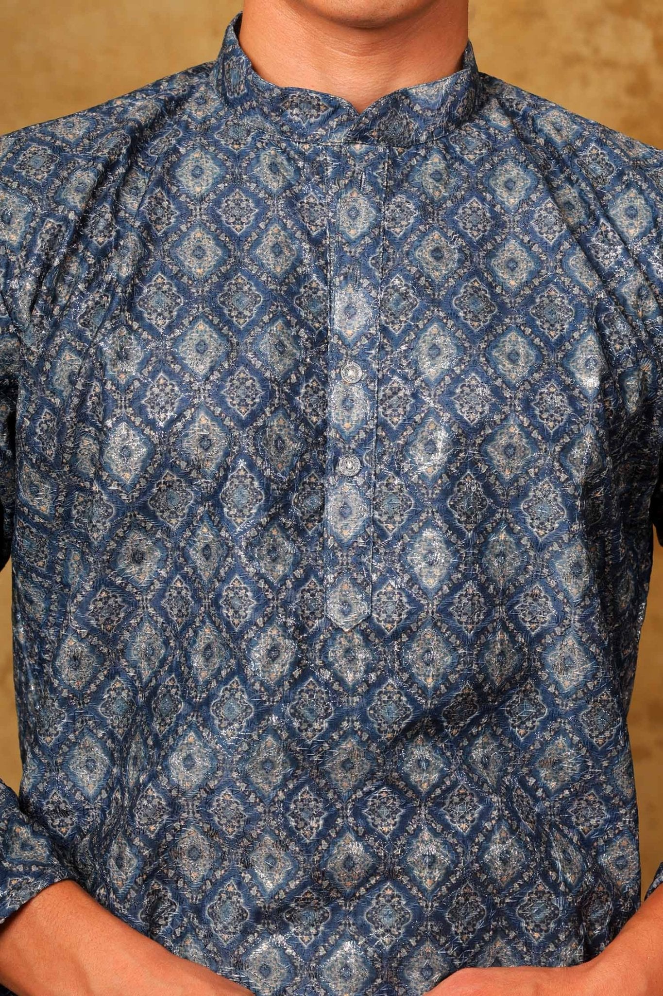 Bluesaanchi Zari Work Blue Kurta with Trouser Pajama | Swadesiicart
