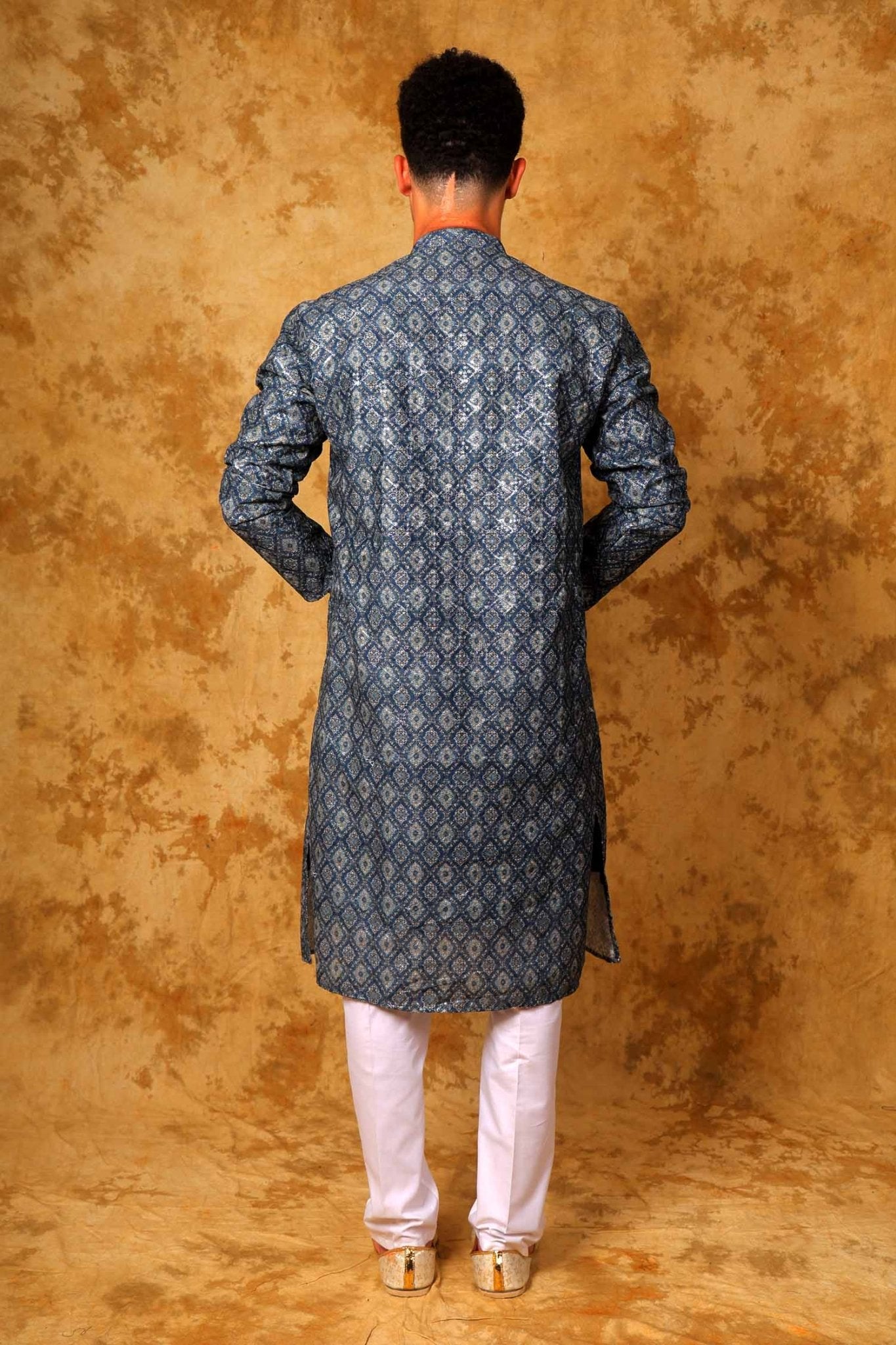 Bluesaanchi Zari Work Blue Kurta with Trouser Pajama | Swadesiicart