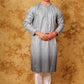 Bluesaanchi Zari Work Grey Kurta with Trouser Pajama | Swadesiicart