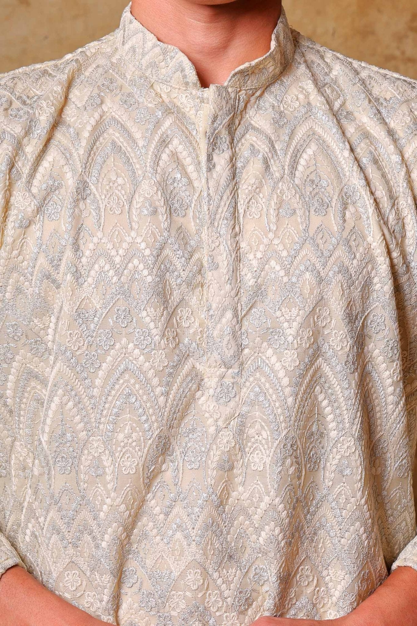 Bluesaanchi Zari Work Ivory Kurta with Trouser Pajama | Swadesiicart