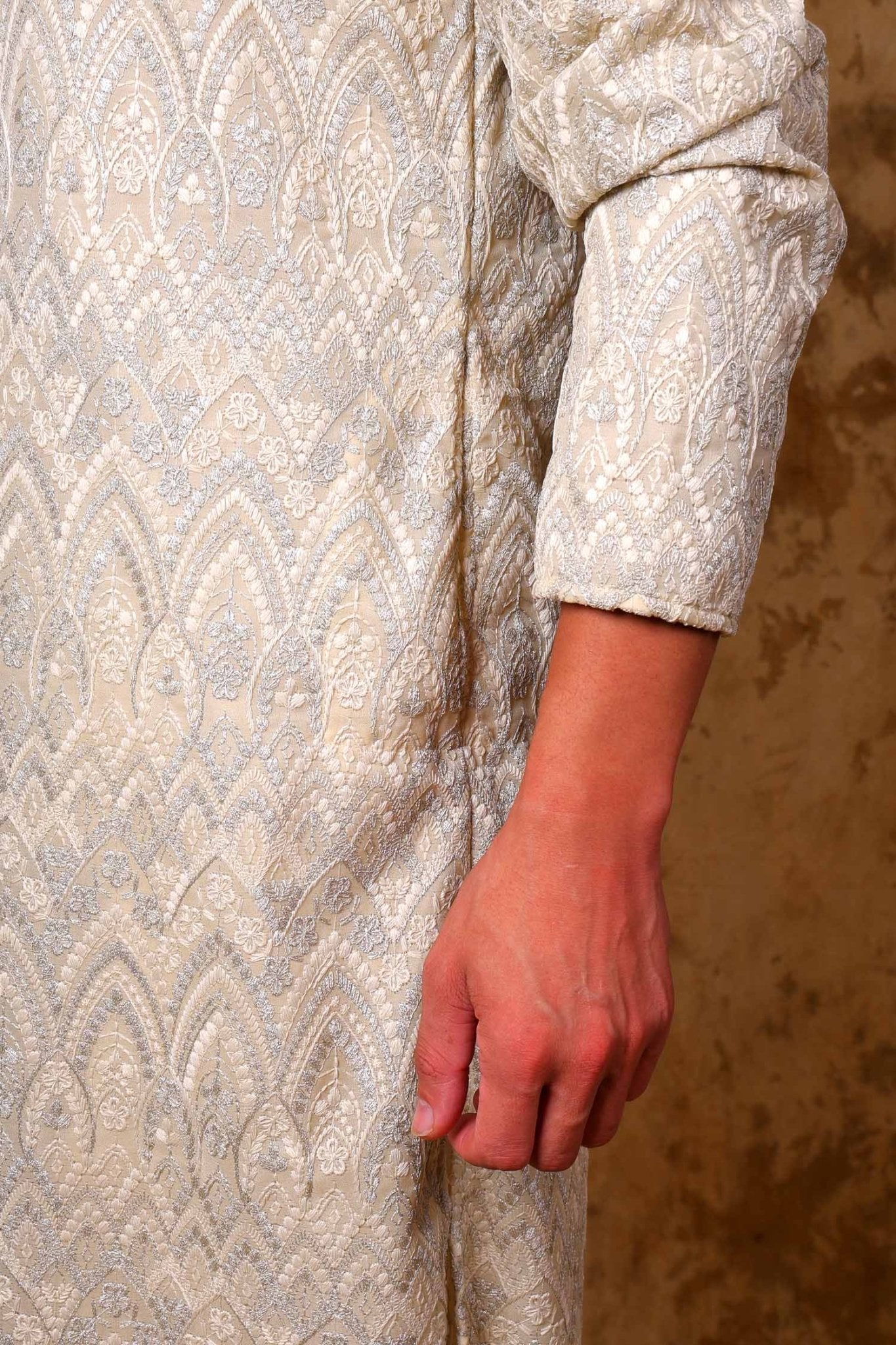 Bluesaanchi Zari Work Ivory Kurta with Trouser Pajama | Swadesiicart