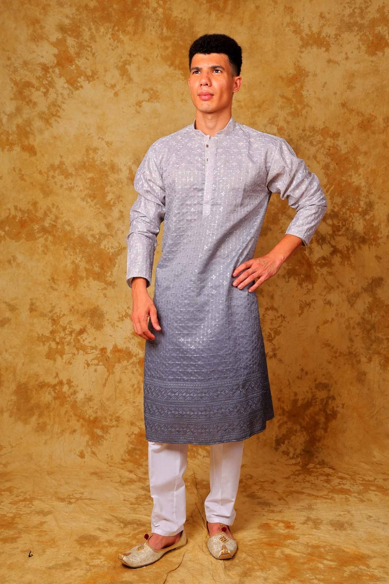Bluesaanchi Zari Work Light Blue Kurta with Trouser Pajama | Swadesiicart