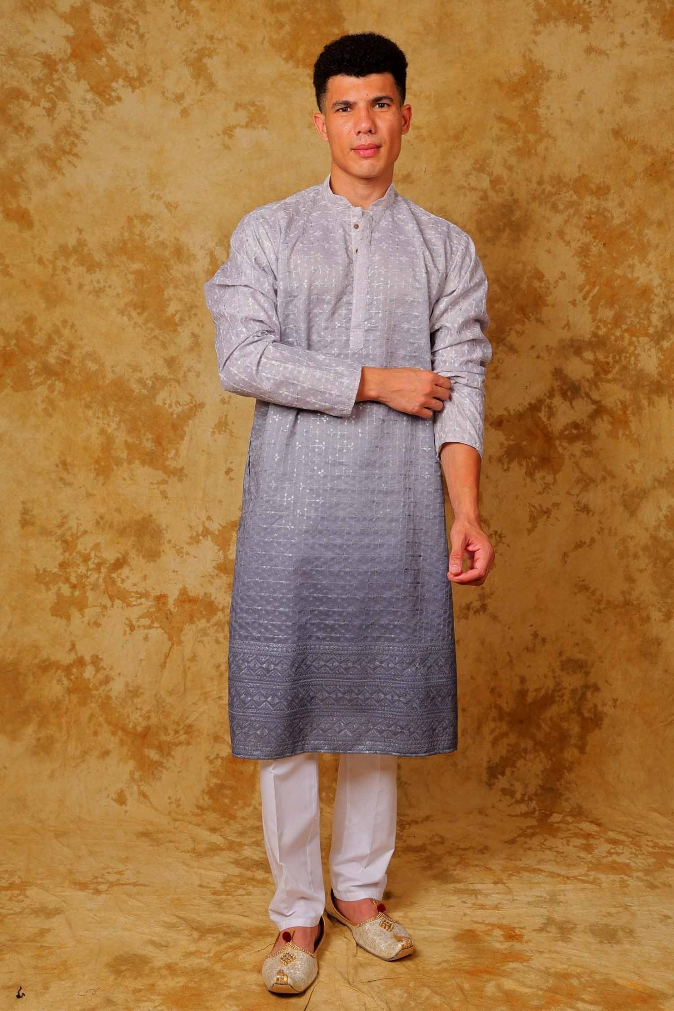 Bluesaanchi Zari Work Light Blue Kurta with Trouser Pajama | Swadesiicart
