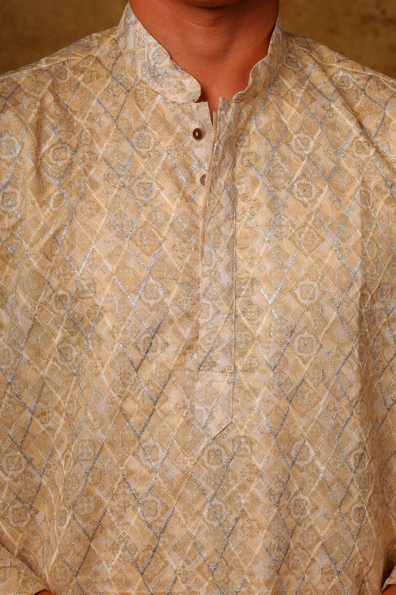 Bluesaanchi Zari Work Light Mango Kurta with Trouser Pajama | Swadesiicart