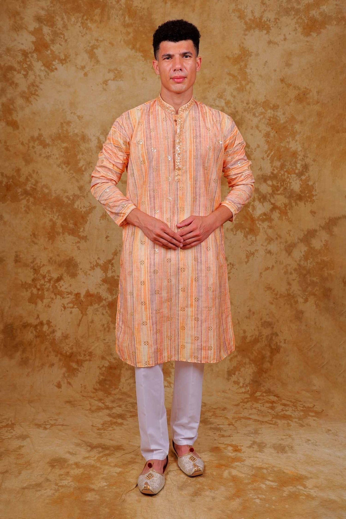 Bluesaanchi Zari Work Peach Kurta with Trouser Pajama | Swadesiicart