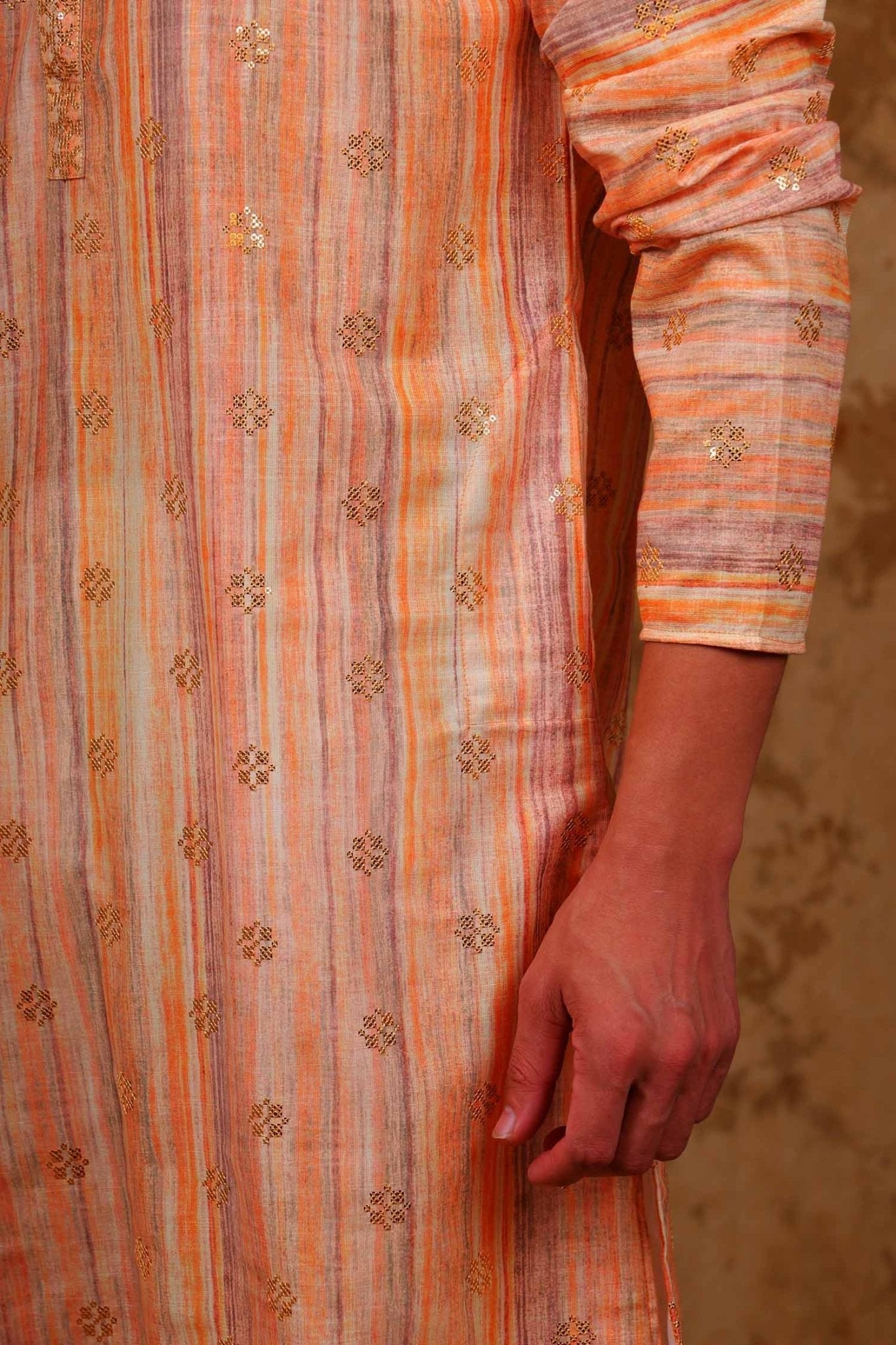 Bluesaanchi Zari Work Peach Kurta with Trouser Pajama | Swadesiicart
