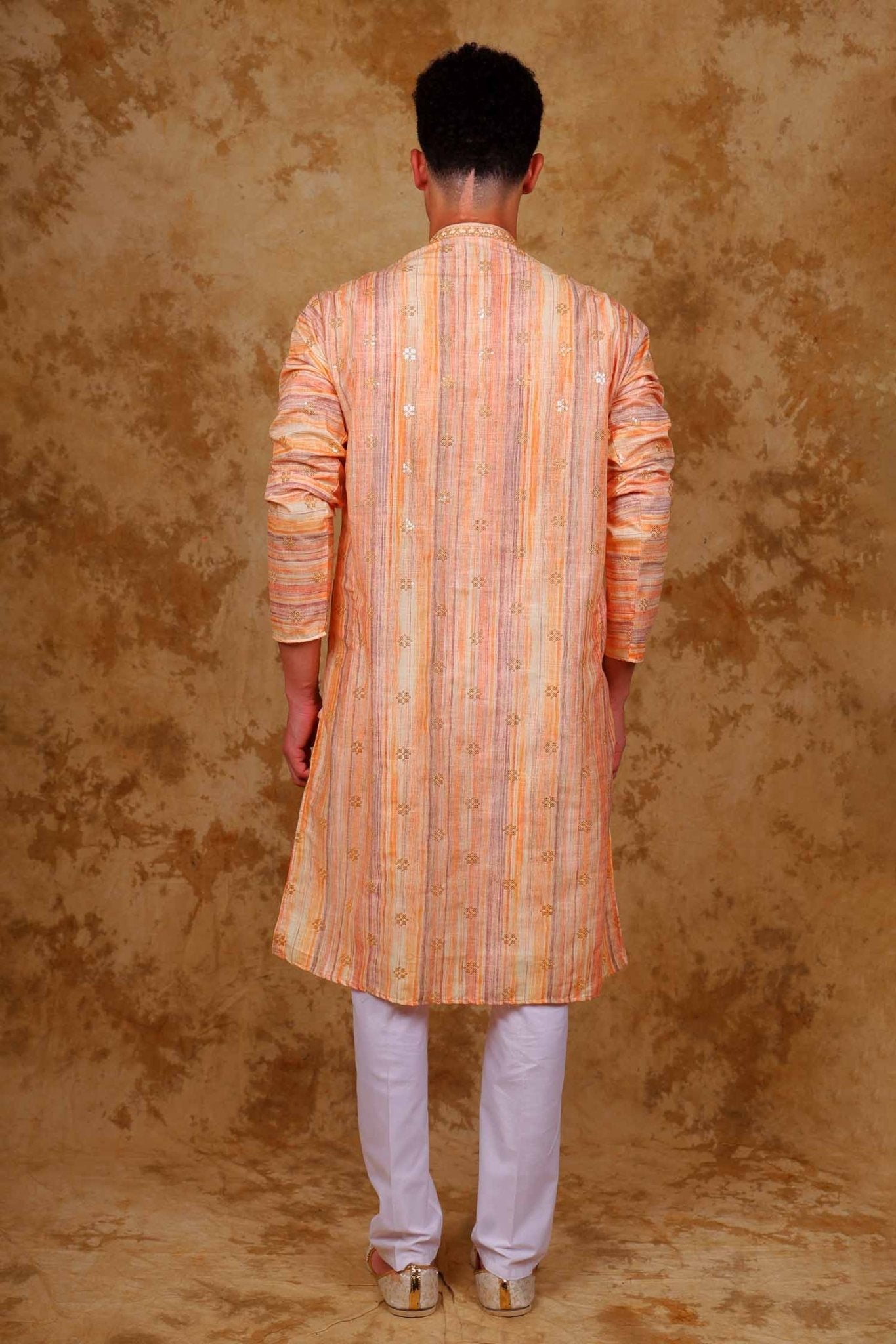 Bluesaanchi Zari Work Peach Kurta with Trouser Pajama | Swadesiicart