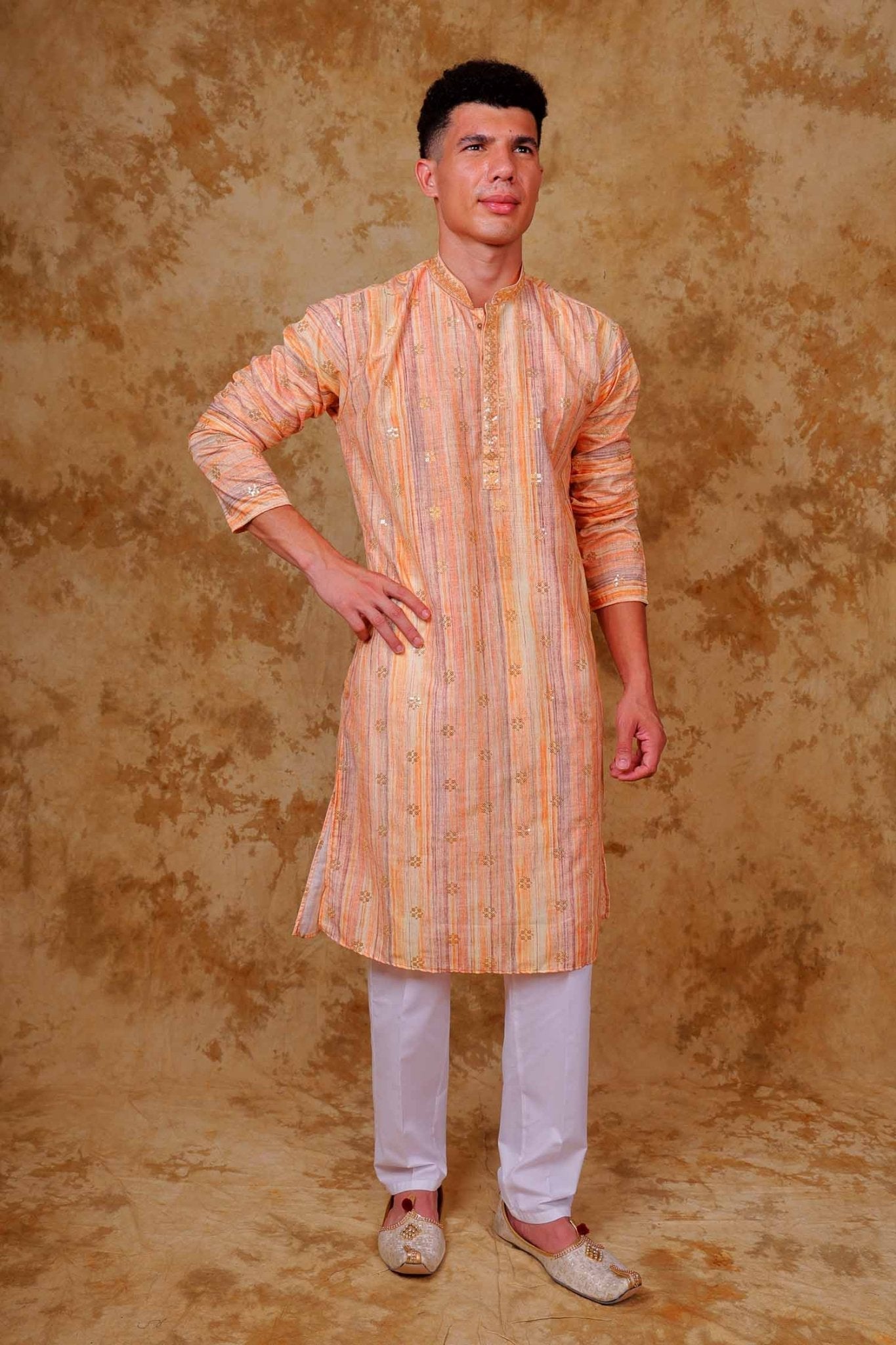 Bluesaanchi Zari Work Peach Kurta with Trouser Pajama | Swadesiicart