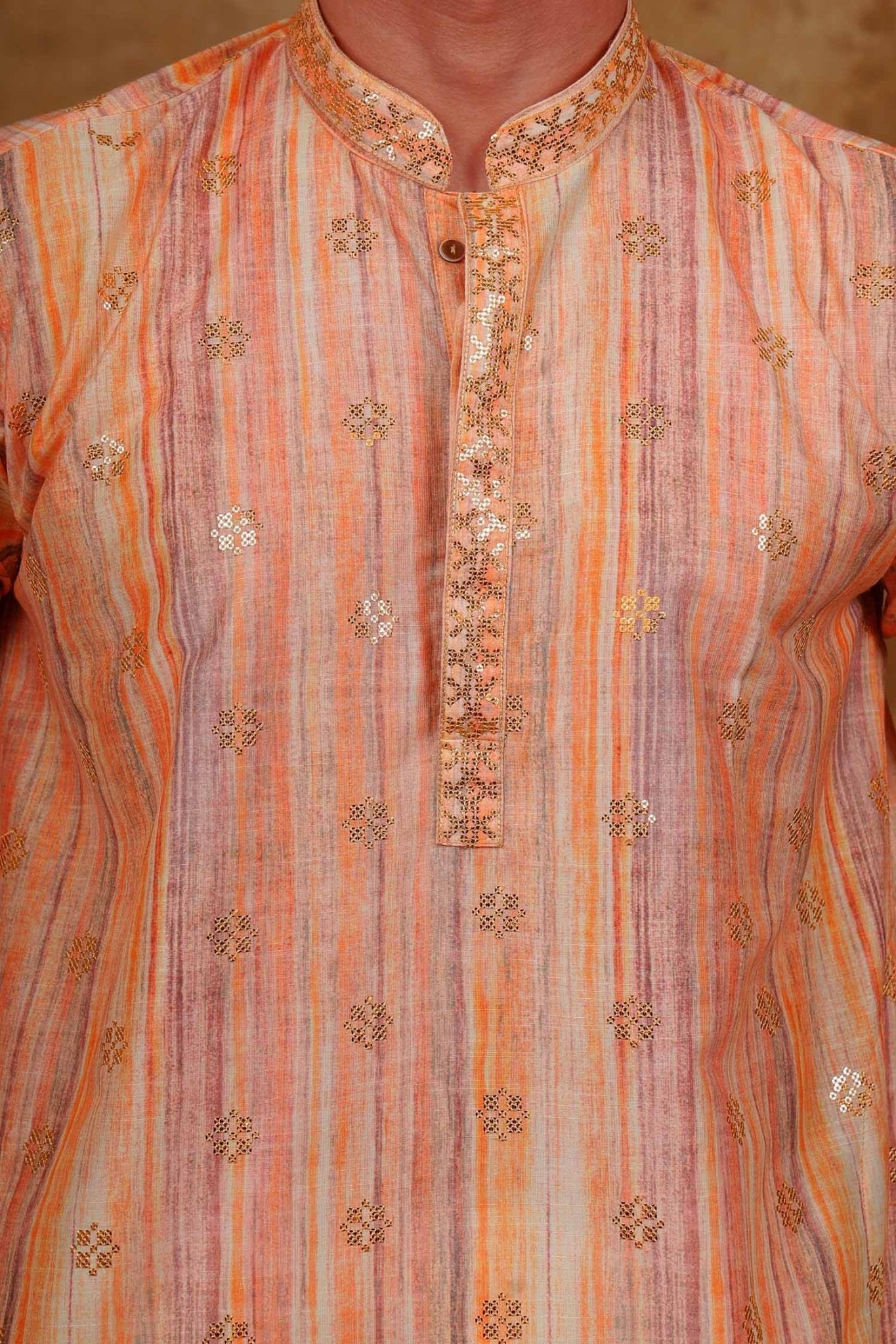 Bluesaanchi Zari Work Peach Kurta with Trouser Pajama | Swadesiicart