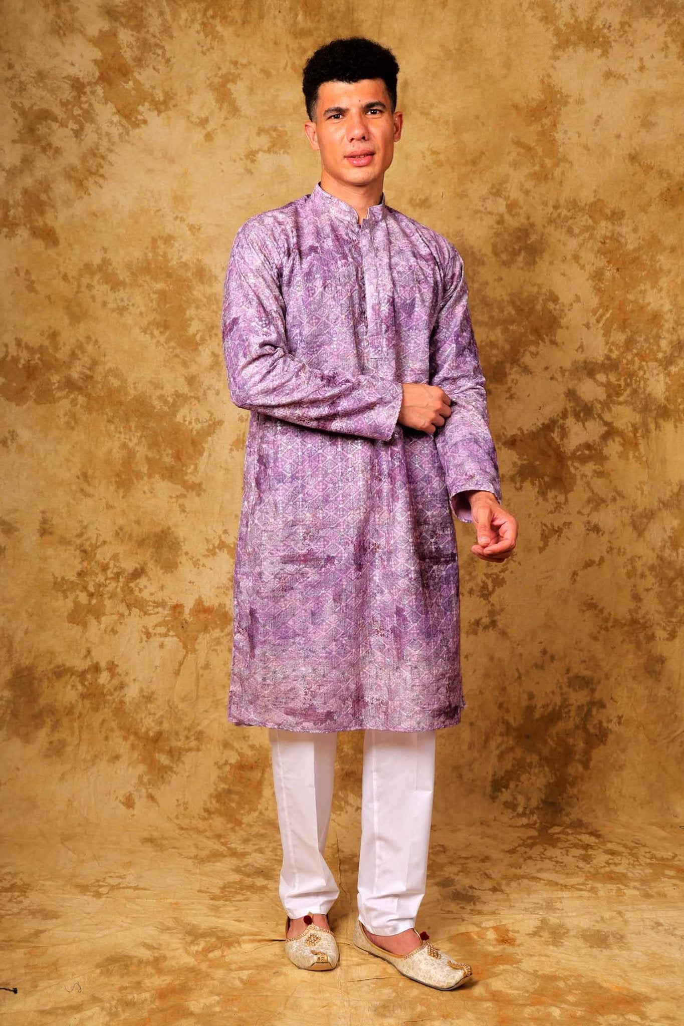 Bluesaanchi Zari Work Purple Kurta with Trouser Pajama | Swadesiicart