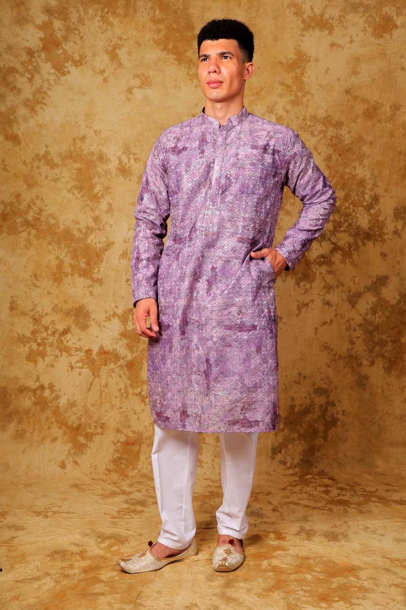 Bluesaanchi Zari Work Purple Kurta with Trouser Pajama | Swadesiicart