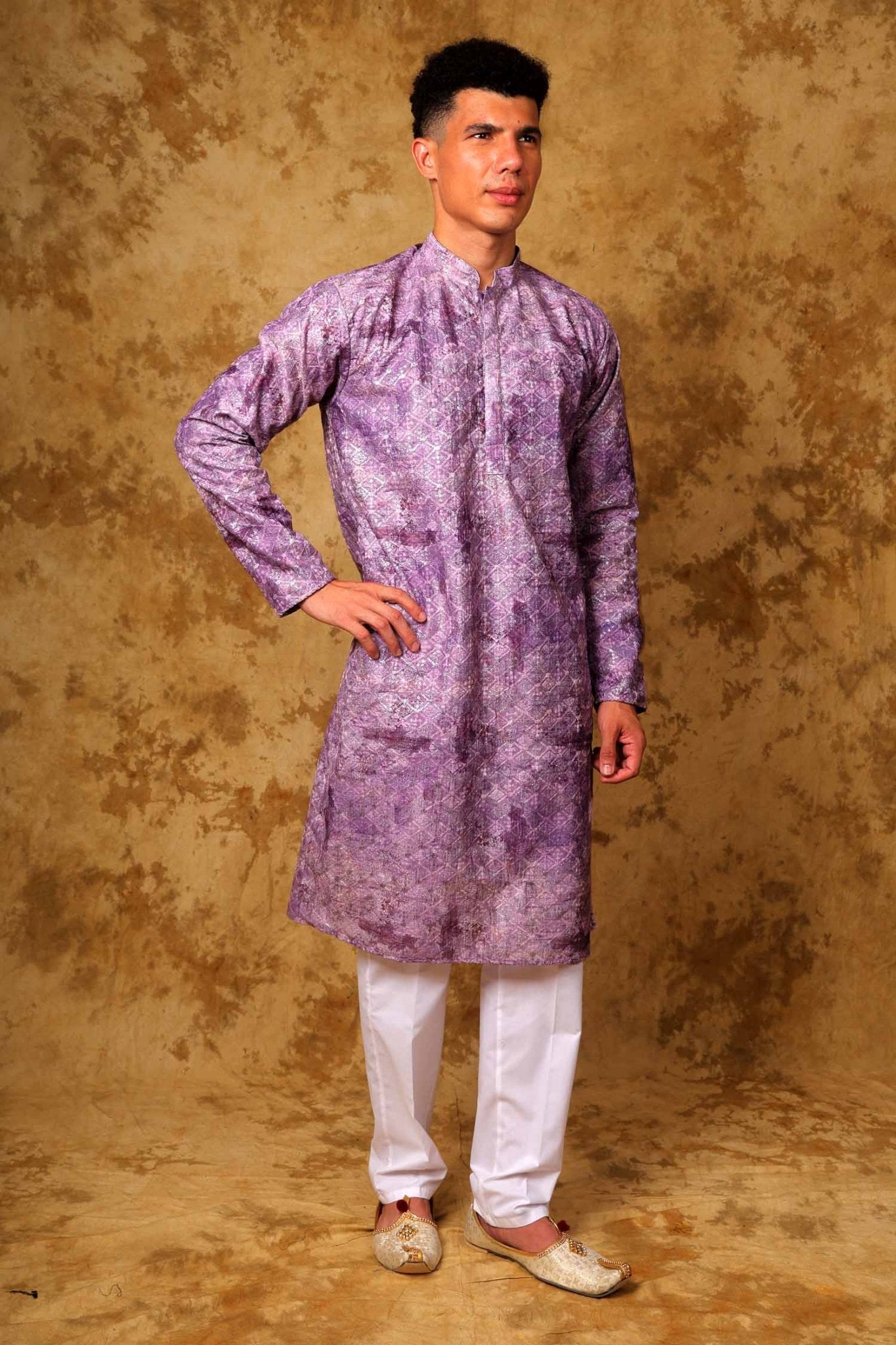 Bluesaanchi Zari Work Purple Kurta with Trouser Pajama | Swadesiicart