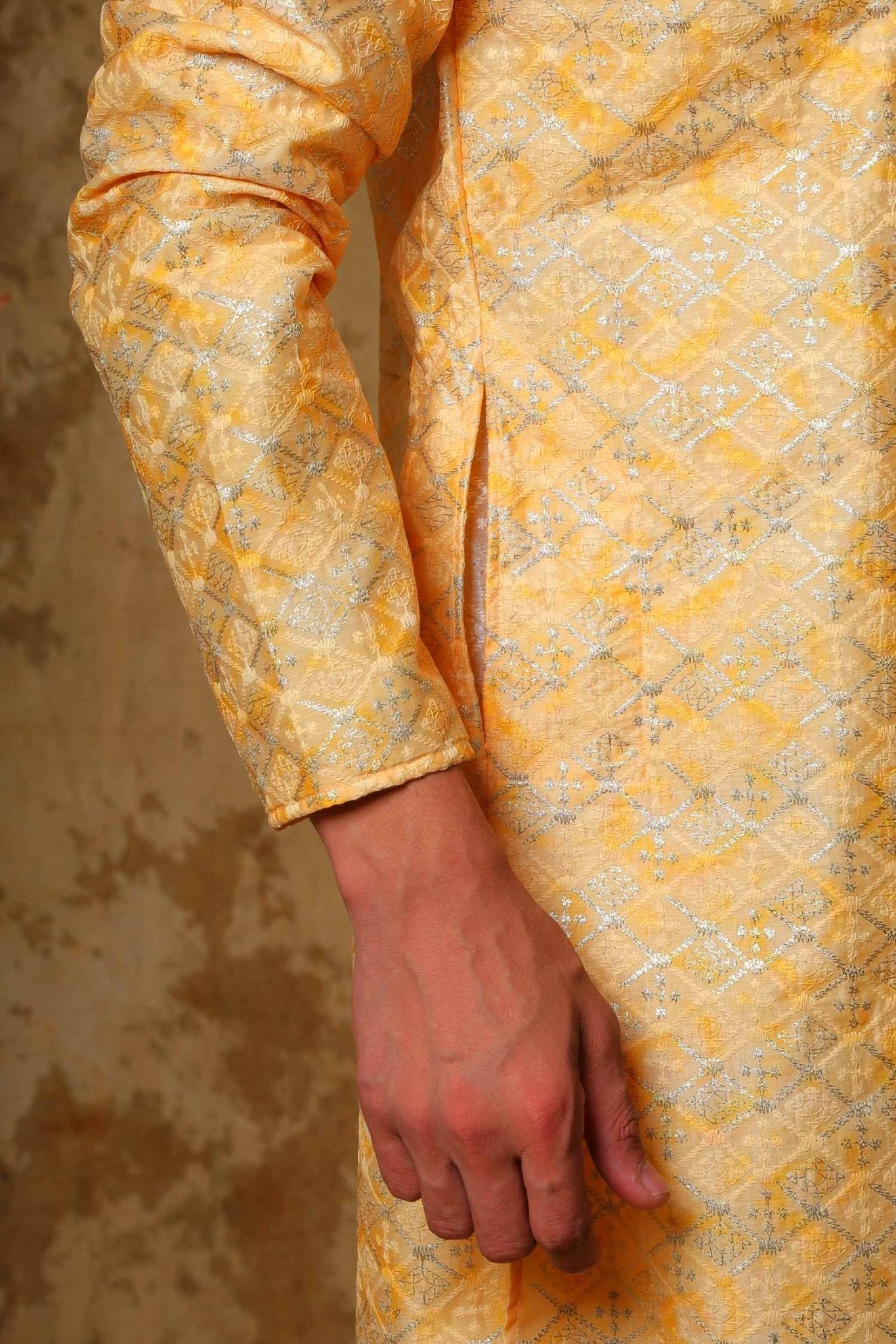 Bluesaanchi Zari Work Yellow Kurta with Trouser Pajama | Swadesiicart