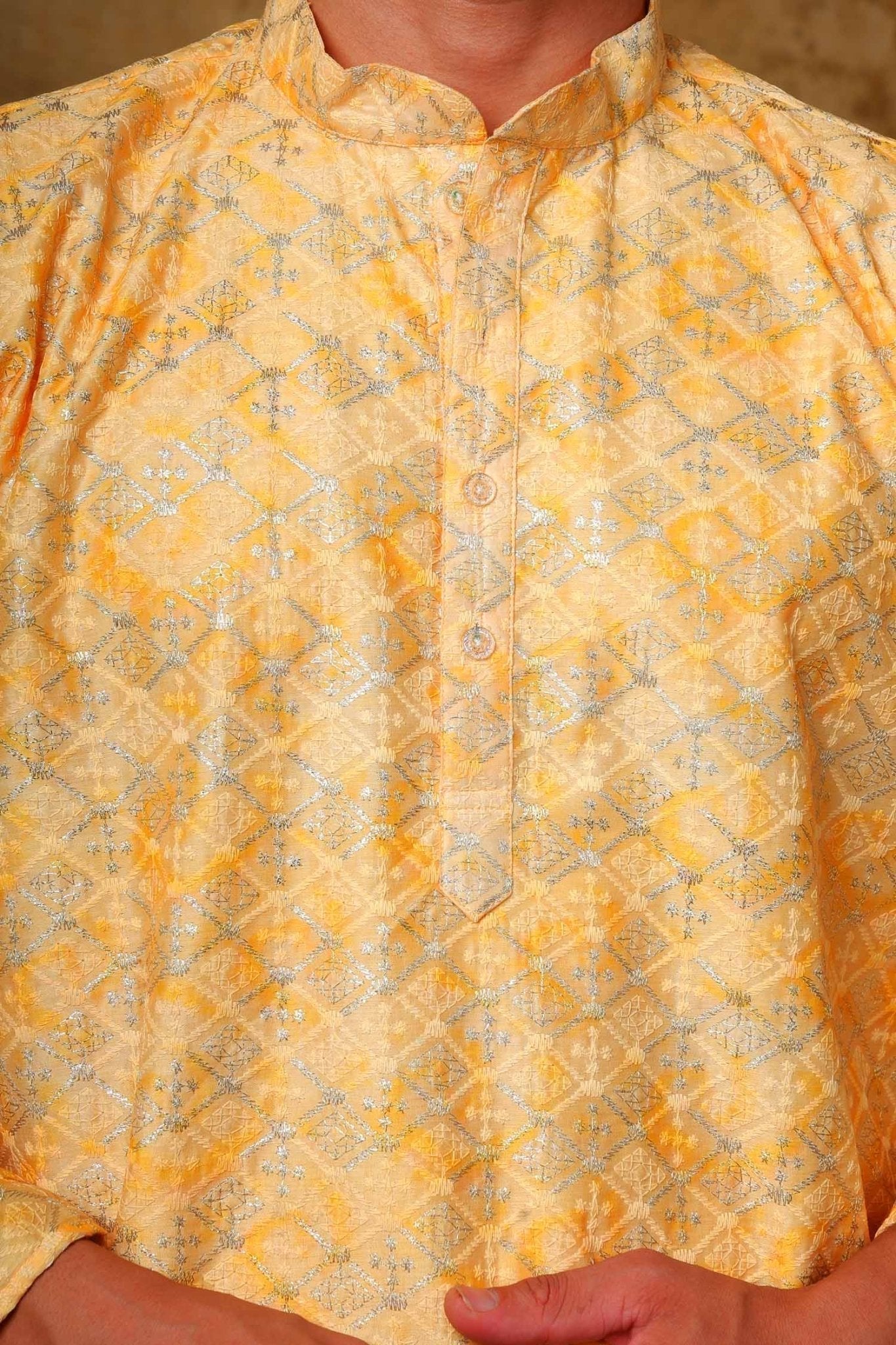 Bluesaanchi Zari Work Yellow Kurta with Trouser Pajama | Swadesiicart