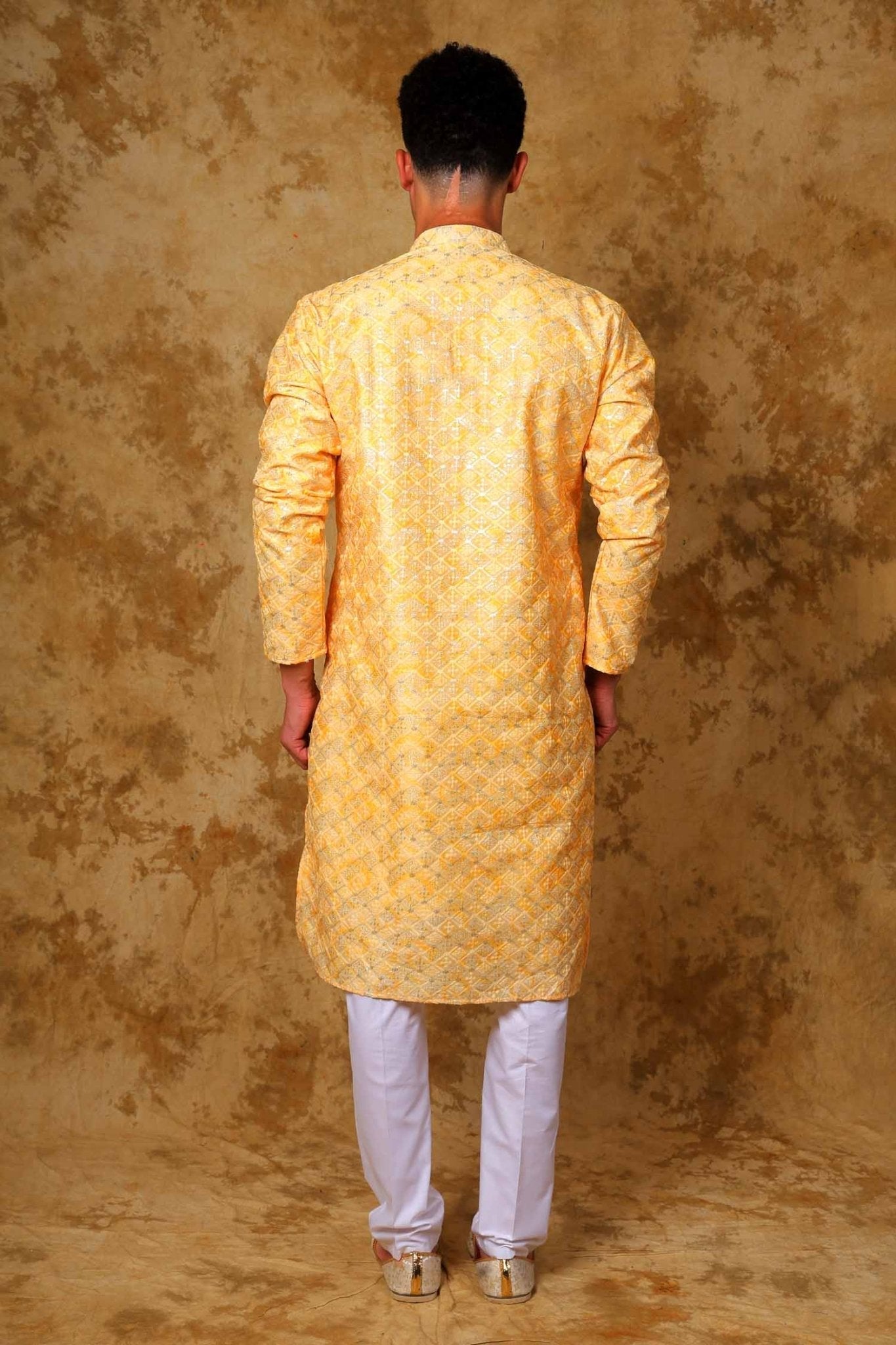 Bluesaanchi Zari Work Yellow Kurta with Trouser Pajama | Swadesiicart