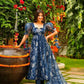 Aayaa Designer Printed Tebby Silk Suit - Multi Color