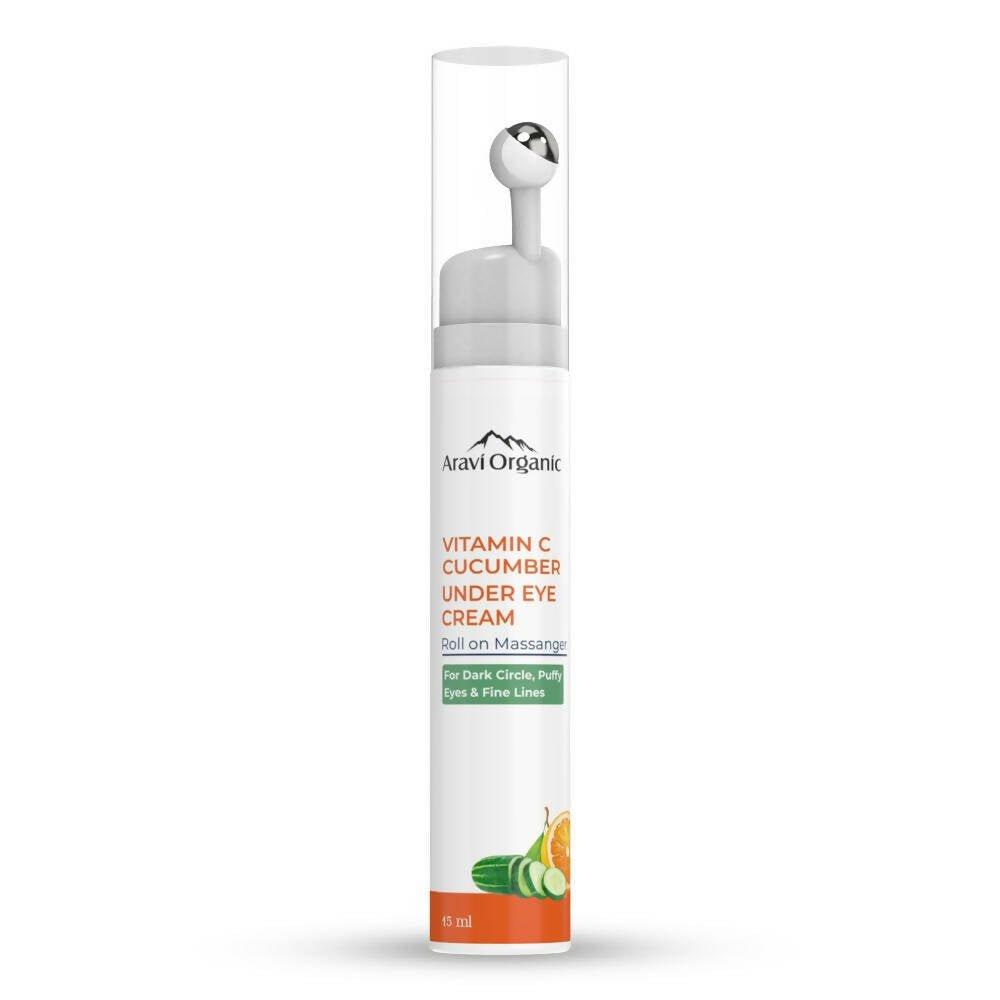 Aravi Organic Vitamin C & Cucumber Under Eye Cream Gel Roll on Massager | Swadesiicart