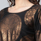 Ahalyaa Womens Black Crepe Copper Foil Printed Jumpsuit | Swadesiicart