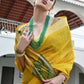 Vishnu Weaves Women's Yellow Raw Silk Patola Zari Woven Saree with Blouse - Swadesiicart