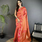Joban Fashion Peach Banarasi Soft Silk Woven Saree | Swadesiicart