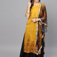 Ahalyaa Women's Mustard Poly Silk Printed Kurta Skirt Set With Dupatta | Swadesiicart