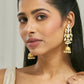 Nuyug 22K Gold-Plated Regal Kundan Stone Studded & Pearl Drop Jhumkas | Swadesiicart