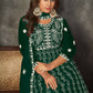 Jyoti Fashion Women's Green Net Embroidered Anarkali Kurta Pant Set With Dupatta | Swadesiicart