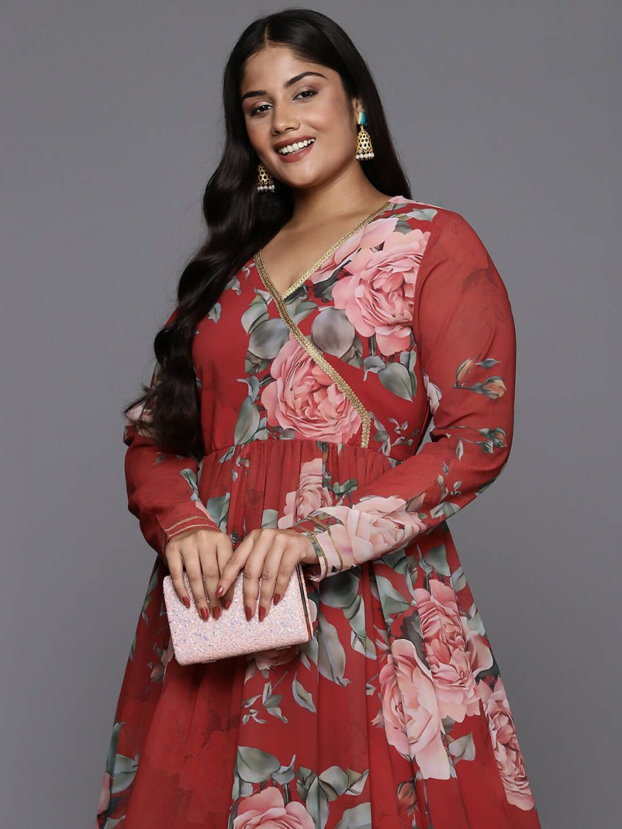 Ahalyaa Women's Traditional wear Kurta Set - Red | Swadesiicart