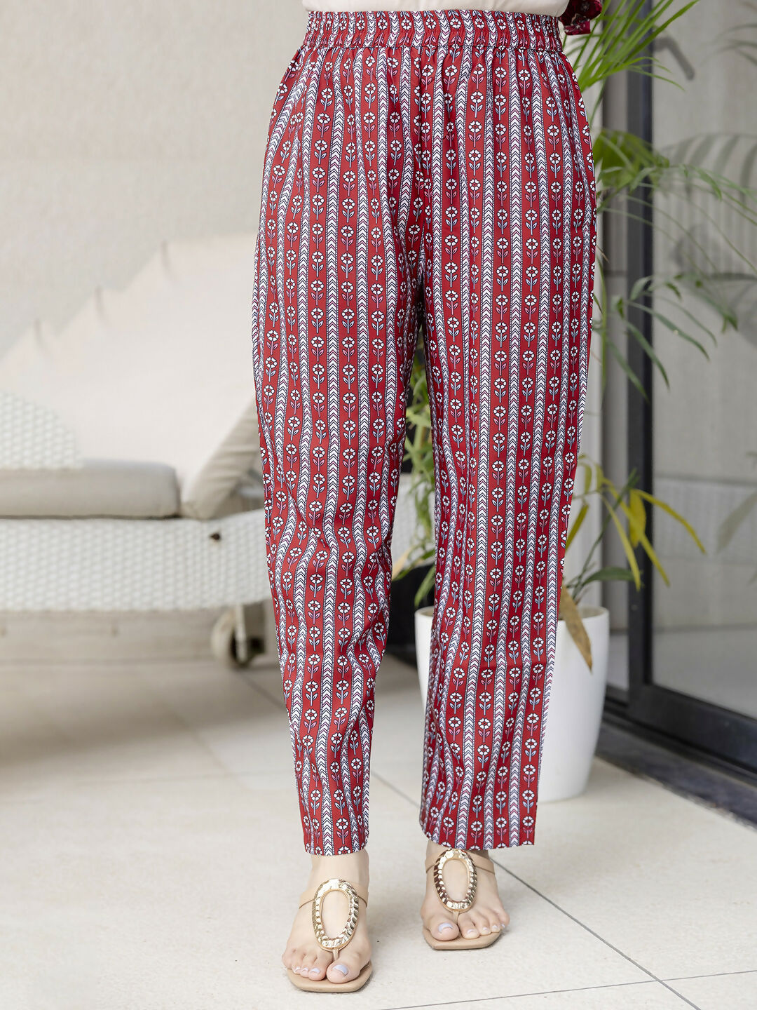 The52 Maroon Women's Gorgeous Rayon Fabric Printed Work Flared Kurta, Pant and Dupatta Set - Swadesiicart