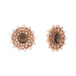 Nuyug 22K Gold Plated Faux Smoky Quartz & White Crystal Studded Contemporary Floral Shaped Studs | Swadesiicart