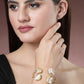 NVR Women's Gold-Polished Mother of Pearl Handcrafted Cuff Bracelet - Swadesiicart