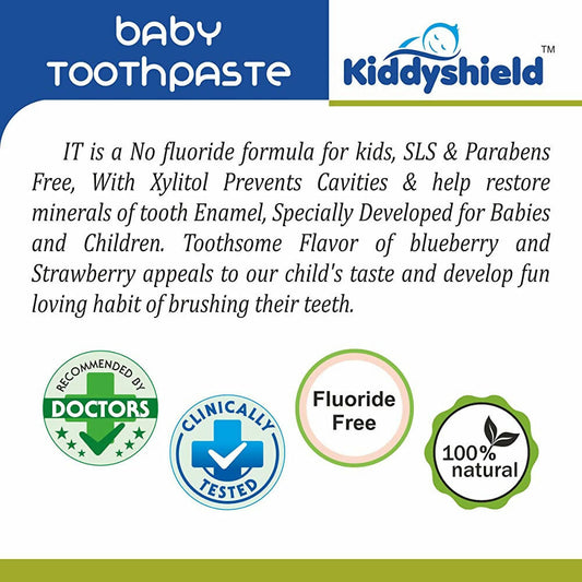 Kiddyshield Fluoride Free Formula Baby Toothpaste Blueberry For Kids 1+ Years - Swadesiicart