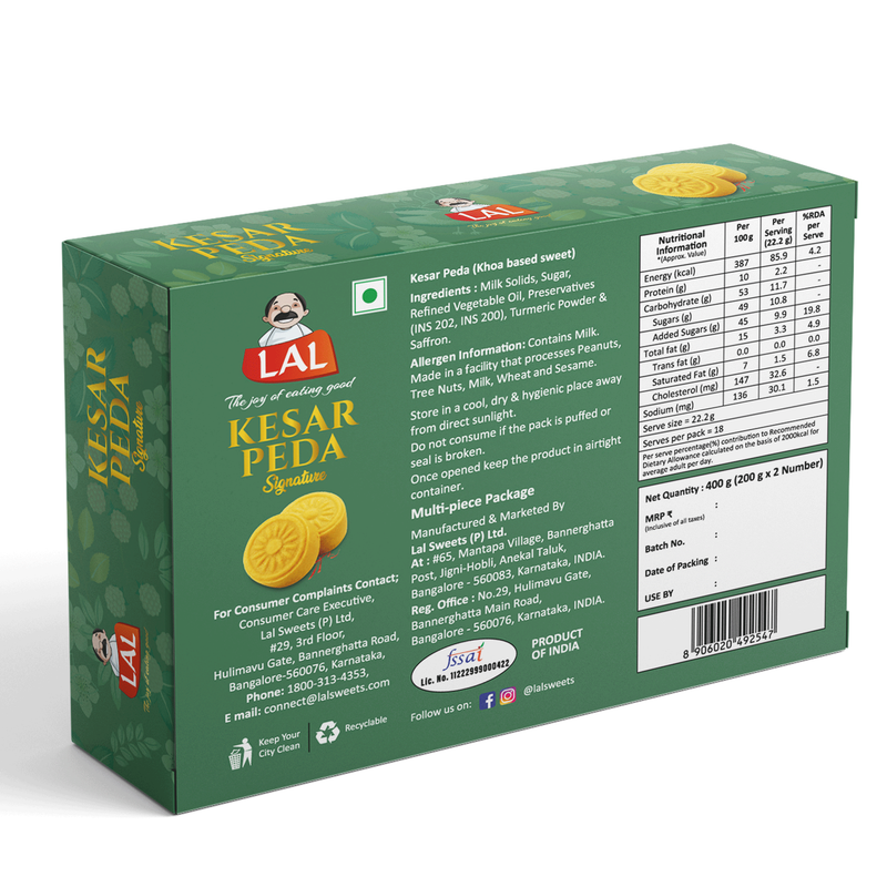 Lal Sweets Kesar Peda | Swadesiicart