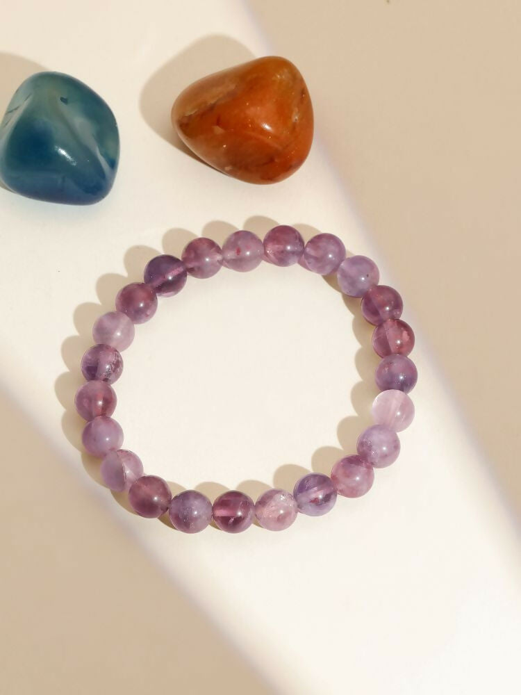 Amethyst Brown and Black Round crystal Beads Elastic Bracelet - Ruby Raang | Swadesiicart