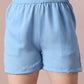 Myshka Women's Blue Solid Shirt Collar Party Shirt With Shorts Co-ord set - Swadesiicart
