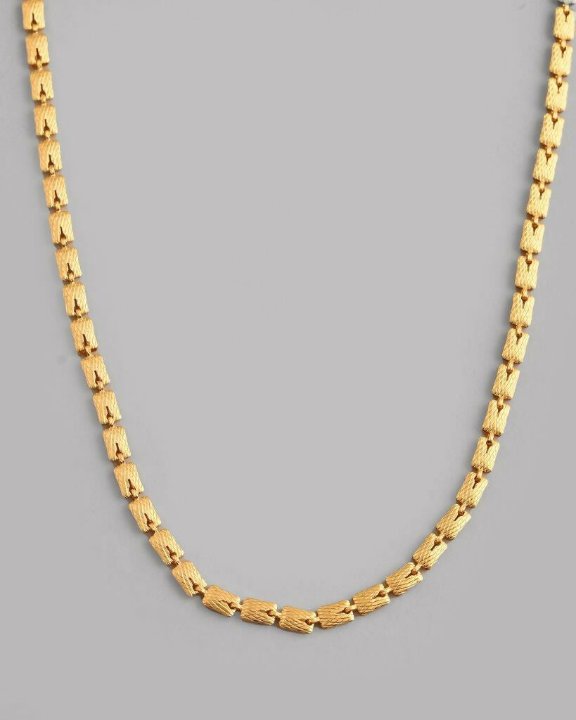 VOJ Gold-Polished Self Design Biscuit Chain For Men | Swadesiicart