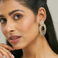 Nuyug 22K Gold-Plated Floral Motif Zircon Stone Studded Teardrop Shaped Elegant Drop Dangler Earrings | Swadesiicart