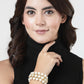 NVR Women White Beaded Elasticated Bracelet - NR Retail-NVR